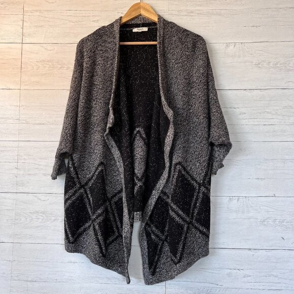 Madewell Cardigan Womens Size XS/S Gray & Black All Angels Batwing Open Front - Picture 6 of 15